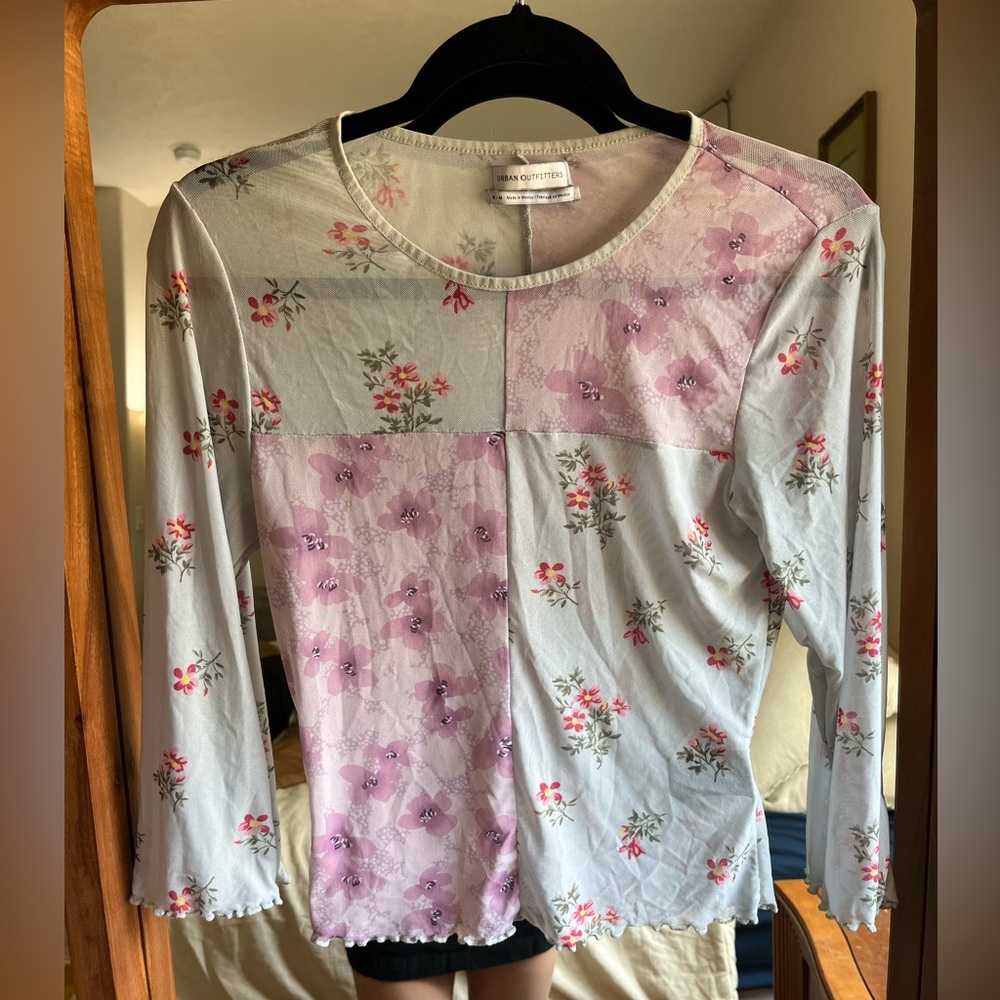 UO Patchwork Mesh Top